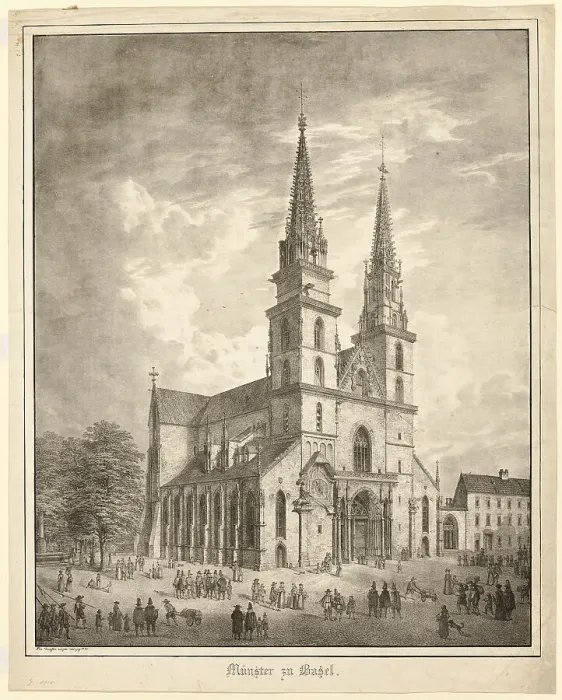 Framed Print : Münster zu Basel, 1823. Creator: Domenico Quaglio II Framed Print : Münster zu Basel, 1823. Creator: Domenico Quaglio II
