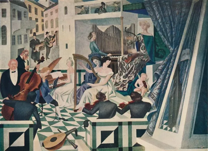 Framed Print : Detail of Mural Decoration in a Concert-Room in a Private House, c1927. Artist: Alexandre Jacovleff Framed Print : Detail of Mural Decoration in a Concert-Room in a Private House, c1927. Artist: Alexandre Jacovleff