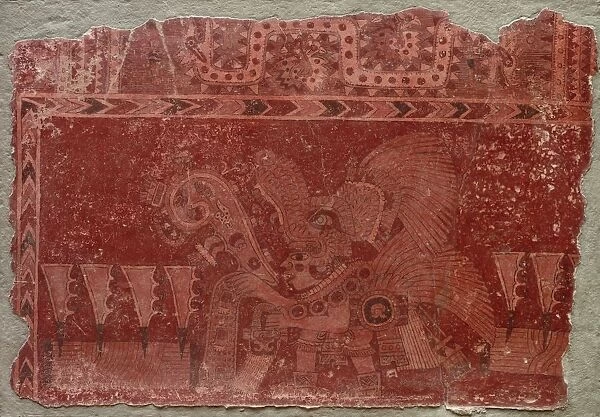 Mural Fragment with Elite Male and Maguey Cactus Leaves, 500-550. Creator: Unknown