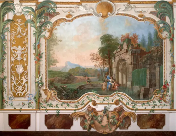 Framed Print : Mural painting in the living room of the Chinese palace in Oranienbaum, Mid of the 18th century. Artist: Anonymous Framed Print : Mural painting in the living room of the Chinese palace in Oranienbaum, Mid of the 18th century. Artist: Anonymous