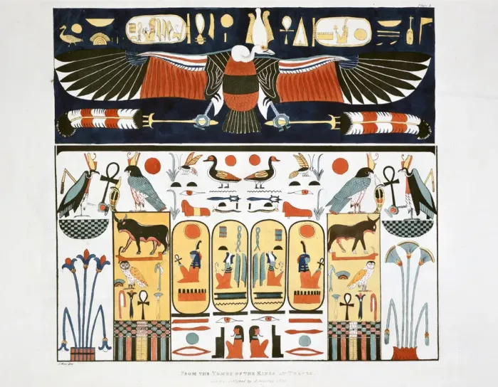 Framed Print : Mural from the Tombs of the Kings at Thebes, 1820. Artist: Giovanni Battista Belzoni Framed Print : Mural from the Tombs of the Kings at Thebes, 1820. Artist: Giovanni Battista Belzoni