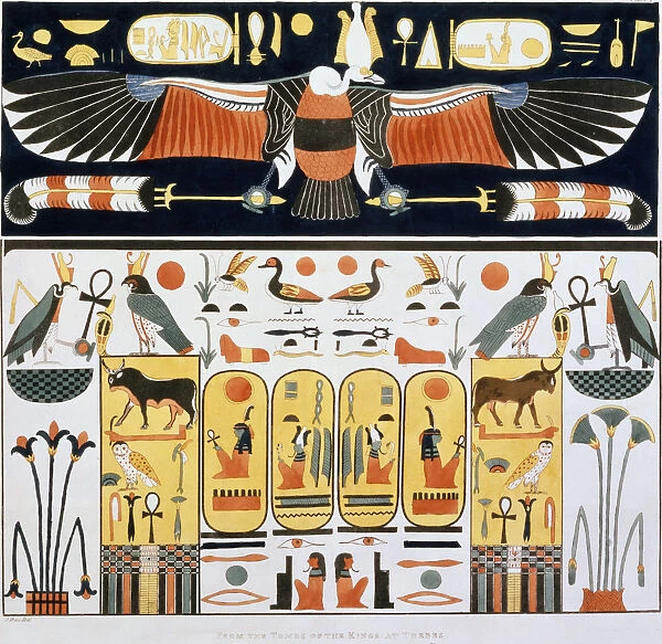 Mural from the Tombs of the Kings of Thebes, discovered by G Belzoni, 1820-1822. Artist
