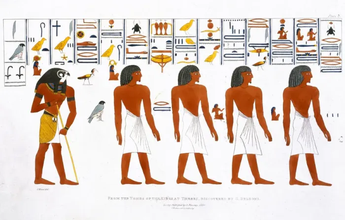 Framed Print : Murals from the Tombs of the Kings at Thebes, discovered by G Belzoni, 1820-1822 Framed Print : Murals from the Tombs of the Kings at Thebes, discovered by G Belzoni, 1820-1822