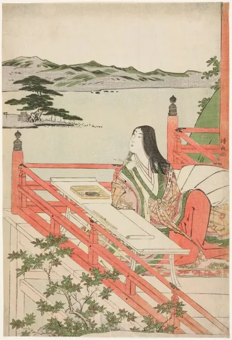 Framed Print : Murasaki Shikibu, Edo period (1615-1868), about 1784. Creator: Torii Kiyonaga Framed Print : Murasaki Shikibu, Edo period (1615-1868), about 1784. Creator: Torii Kiyonaga