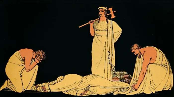 Framed Print : The Murder of Agamemnon, 1880. Artist: Flaxman Framed Print : The Murder of Agamemnon, 1880. Artist: Flaxman