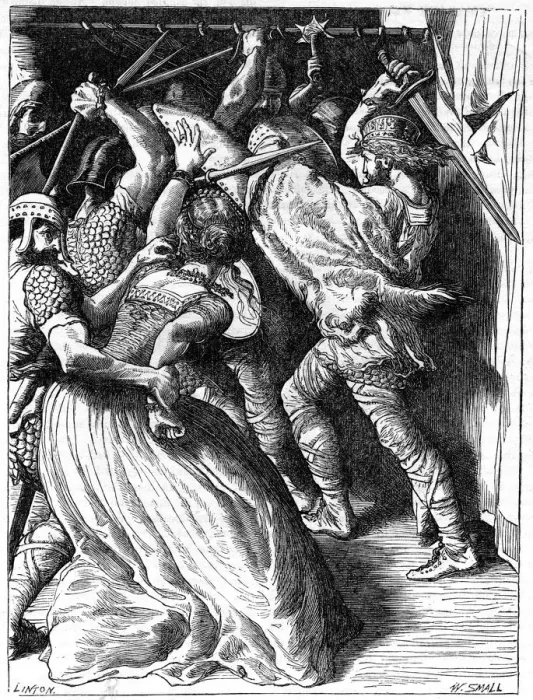 Framed Print : The Murder of Cenulph (d821), King of Mercia, 19th century. Artist: W Small Framed Print : The Murder of Cenulph (d821), King of Mercia, 19th century. Artist: W Small