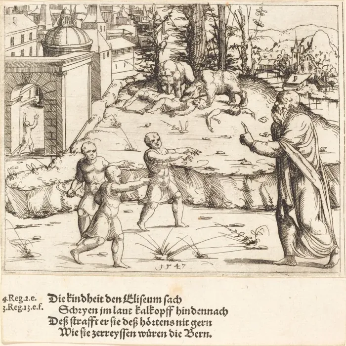 Framed Print : The Murder of the Children of Bethel, 1547. Creator: Augustin Hirschvogel Framed Print : The Murder of the Children of Bethel, 1547. Creator: Augustin Hirschvogel