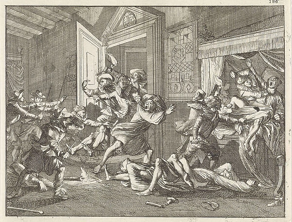 Murder of the Knights Templar at Zierikzee, 1312, 1700. Creator: Luyken, Caspar (1672-1708)