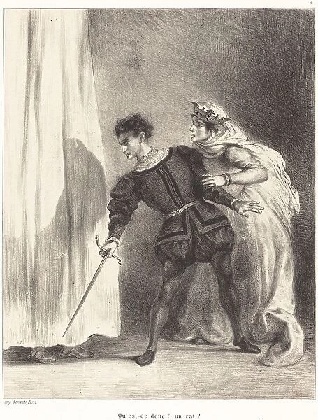 The Murder of Polonius (Act III, Scene IV), 1834  /  1843. Creator: Eugene Delacroix