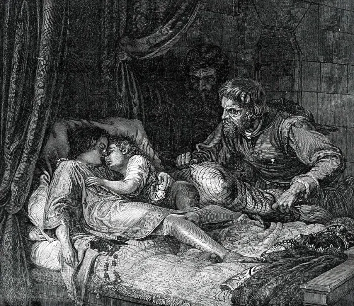 Framed Print : Murder of the Two Princes in the Tower - (Die Söhne Eduards IV.) - painted by Hildebrandt, 1850. Creator: Unknown Framed Print : Murder of the Two Princes in the Tower - (Die Söhne Eduards IV.) - painted by Hildebrandt, 1850. Creator: Unknown