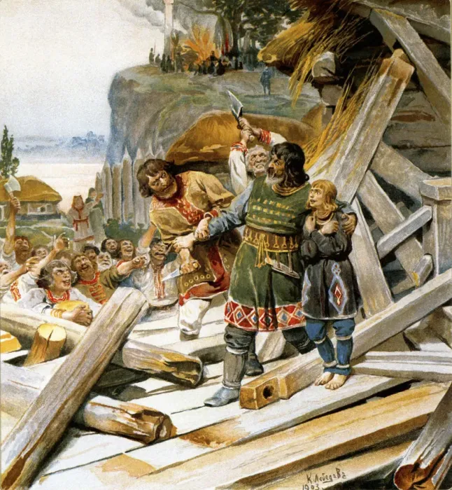 Framed Print : Murder of Theodore the Varangian and his son John, 1903 Framed Print : Murder of Theodore the Varangian and his son John, 1903