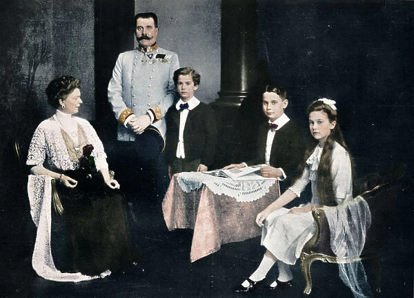 Murdered Archduke Francis Ferdinand with his wife and children, c1910