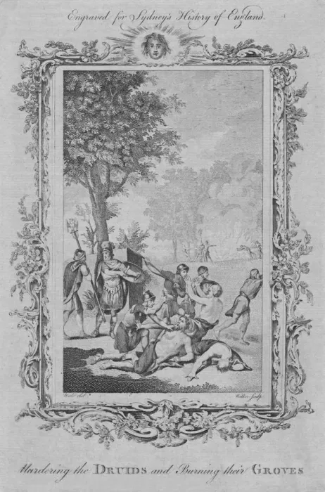 Framed Print : Murdering the Druids and Burning their Groves, 1773. Creator: William Walker Framed Print : Murdering the Druids and Burning their Groves, 1773. Creator: William Walker