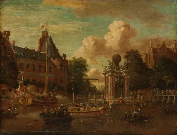 Framed Print : The Muscovite legation visiting Amsterdam, 29 August 1697, 1697-1708. Creator: Abraham Storck Framed Print : The Muscovite legation visiting Amsterdam, 29 August 1697, 1697-1708. Creator: Abraham Storck