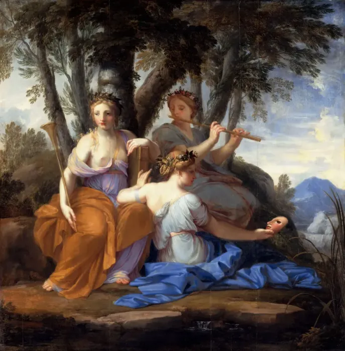 Framed Print : The Muses Clio, Euterpe, and Thalia. Artist: Le Sueur, Eustache (1617-1655) Framed Print : The Muses Clio, Euterpe, and Thalia. Artist: Le Sueur, Eustache (1617-1655)