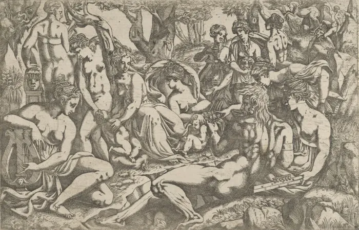 Framed Print : Muses at the Foot of Mount Parnassus, 1540-45. Creator: Antonio Fantuzzi Framed Print : Muses at the Foot of Mount Parnassus, 1540-45. Creator: Antonio Fantuzzi