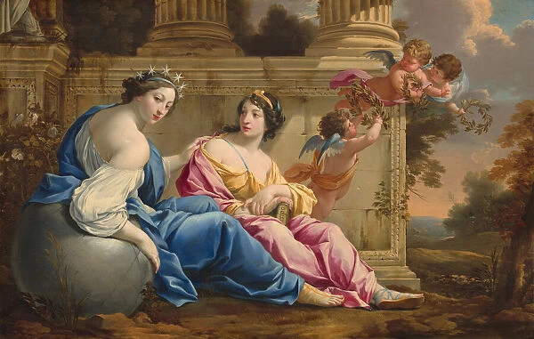 The Muses Urania and Calliope, c. 1634. Creators: Simon Vouet, Workshop of Simon Vouet
