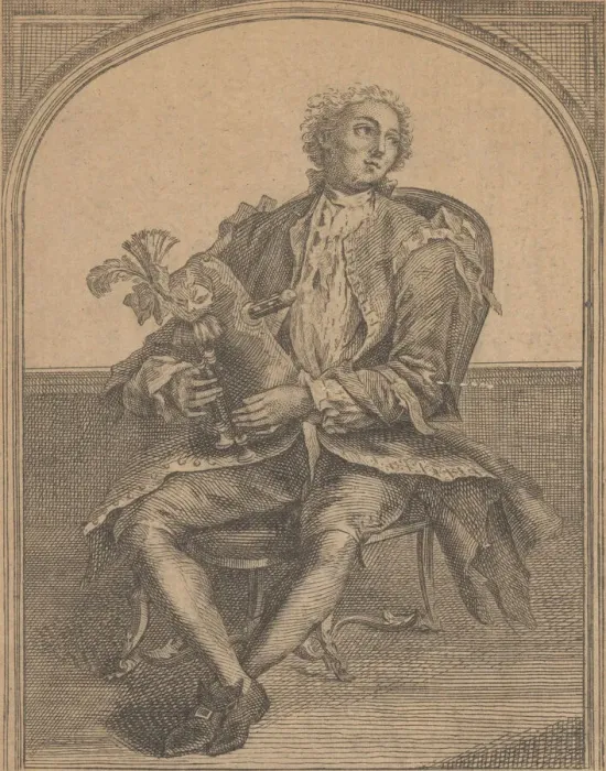 Framed Print : Musette Player (Le Joueur de Musette), 18th century. 18th century. Creator: Anon Framed Print : Musette Player (Le Joueur de Musette), 18th century. 18th century. Creator: Anon