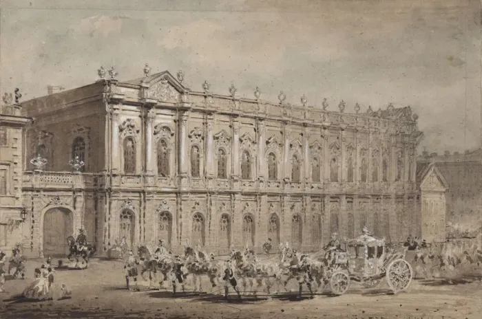 Framed Print : The Museum of Court Carriages (The Stables Museum) in St. Petersburg, 1860-1861 Framed Print : The Museum of Court Carriages (The Stables Museum) in St. Petersburg, 1860-1861