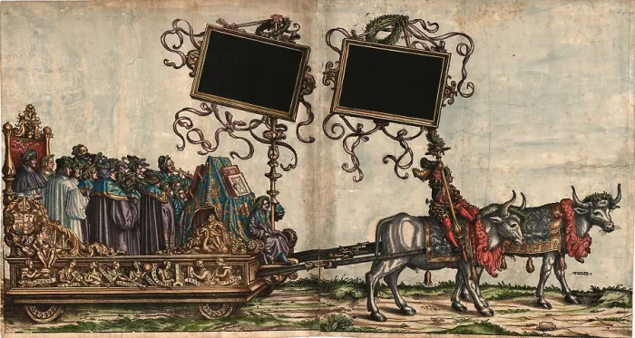 Framed Print : Music Canterey (The Triumphal Procession of the Emperor Maximilian I), 1517-1518. Creator: Burgkmair, Hans, the Elder (1473-1531) Framed Print : Music Canterey (The Triumphal Procession of the Emperor Maximilian I), 1517-1518. Creator: Burgkmair, Hans, the Elder (1473-1531)