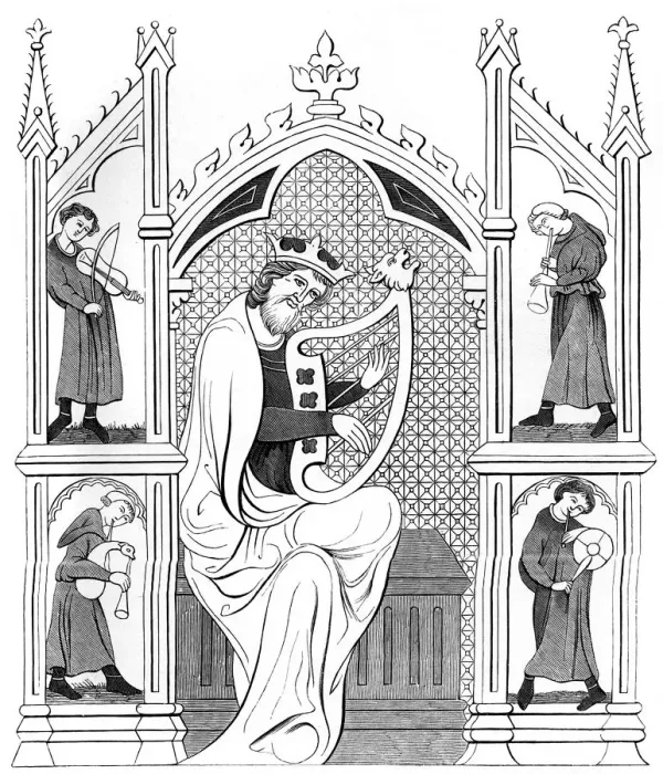 Framed Print : Music concert, 13th century (1849). Artist: A Bisson Framed Print : Music concert, 13th century (1849). Artist: A Bisson