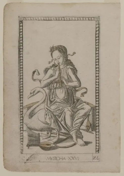 Framed Print : Music (from the Tarocchi, series C: Liberal Arts, #26), before 1467 Framed Print : Music (from the Tarocchi, series C: Liberal Arts, #26), before 1467