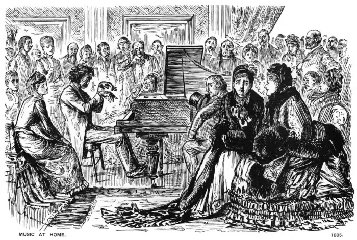 Framed Print : Music at Home, 1885 (1891). Artist: George du Maurier Framed Print : Music at Home, 1885 (1891). Artist: George du Maurier