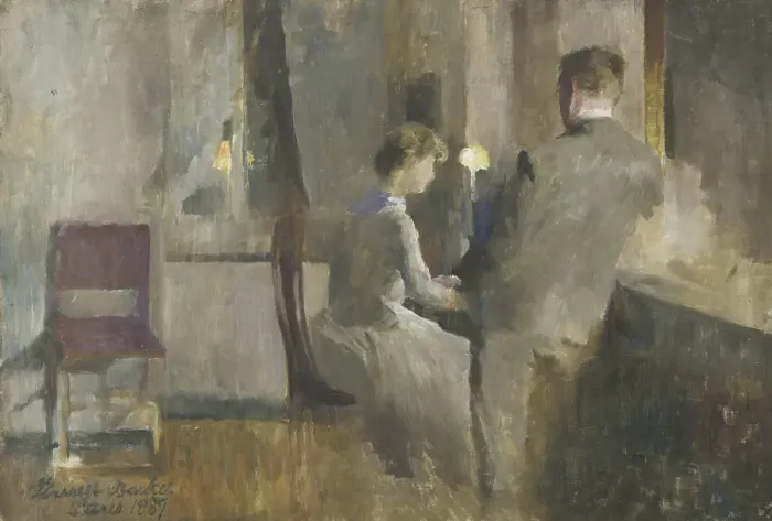 Framed Print : Music, Interior from Paris, 1887. Creator: Harriet Backer Framed Print : Music, Interior from Paris, 1887. Creator: Harriet Backer