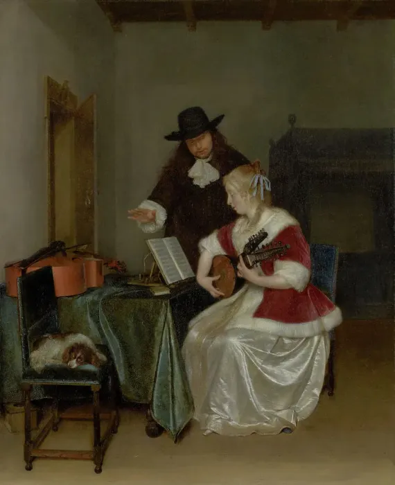 Framed Print : The Music Lesson, about 1668. Creator: Gerard Terborch II Framed Print : The Music Lesson, about 1668. Creator: Gerard Terborch II
