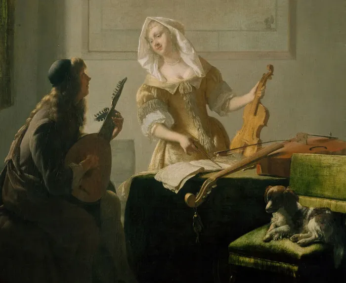 Framed Print : The Music Lesson, 1671. Creator: Jacob Ochtervelt Framed Print : The Music Lesson, 1671. Creator: Jacob Ochtervelt