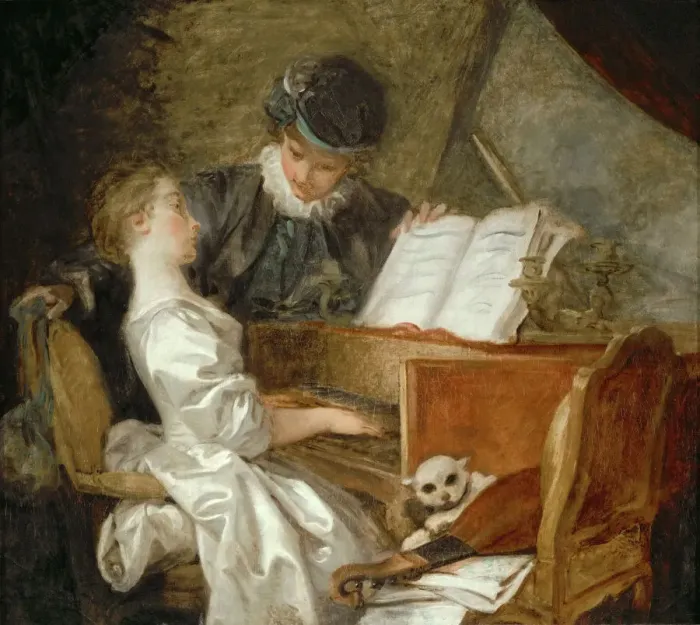 Framed Print : The Music Lesson. Artist: Fragonard, Jean Honore (1732-1806) Framed Print : The Music Lesson. Artist: Fragonard, Jean Honore (1732-1806)