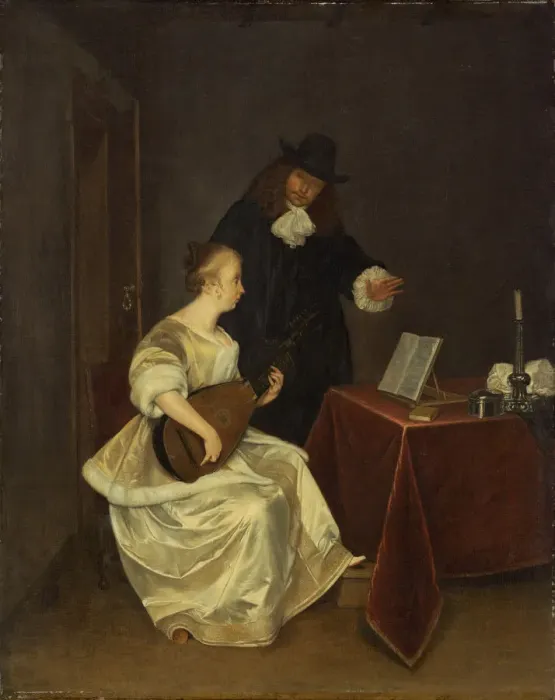 Framed Print : The Music Lesson, c. 1670. Creator: Anon Framed Print : The Music Lesson, c. 1670. Creator: Anon