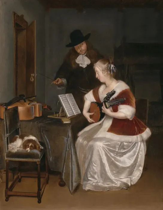Framed Print : The Music Lesson, c. 1670. Creator: Gerard Terborch II Framed Print : The Music Lesson, c. 1670. Creator: Gerard Terborch II