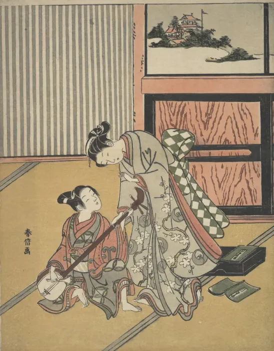 Framed Print : The Music Lesson. Creator: Suzuki Harunobu Framed Print : The Music Lesson. Creator: Suzuki Harunobu