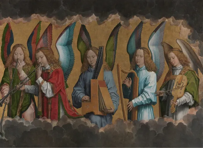 Framed Print : Music-making Angels, 1483-1494. Creator: Hans Memling Framed Print : Music-making Angels, 1483-1494. Creator: Hans Memling
