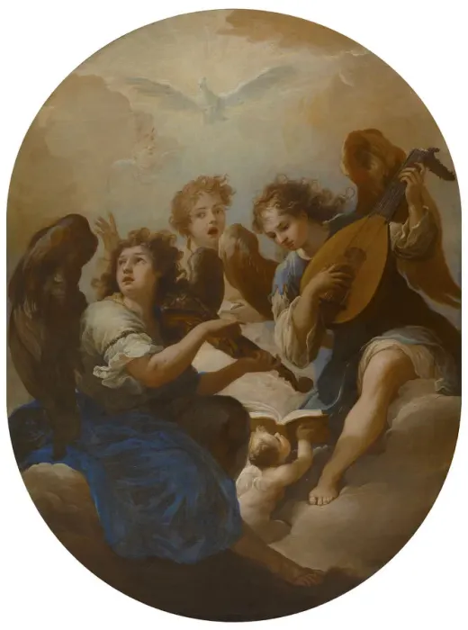 Framed Print : Three Music Making Angels, before 1720. Artist: Procaccini, Andrea (1671-1734) Framed Print : Three Music Making Angels, before 1720. Artist: Procaccini, Andrea (1671-1734)
