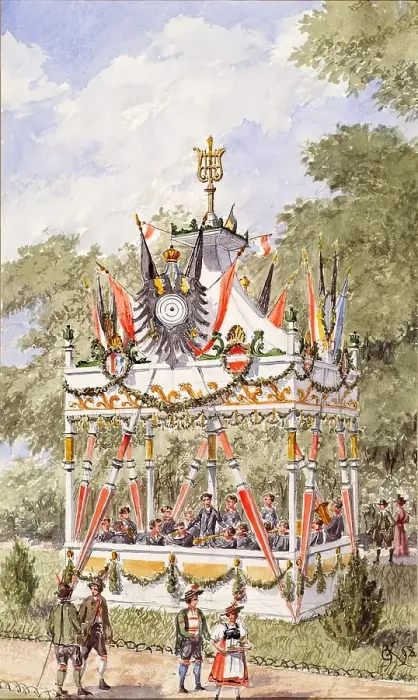 Framed Print : The music pavilion of the Vienna Schützenfest from 1898. Creator: Gustav Korompay Framed Print : The music pavilion of the Vienna Schützenfest from 1898. Creator: Gustav Korompay