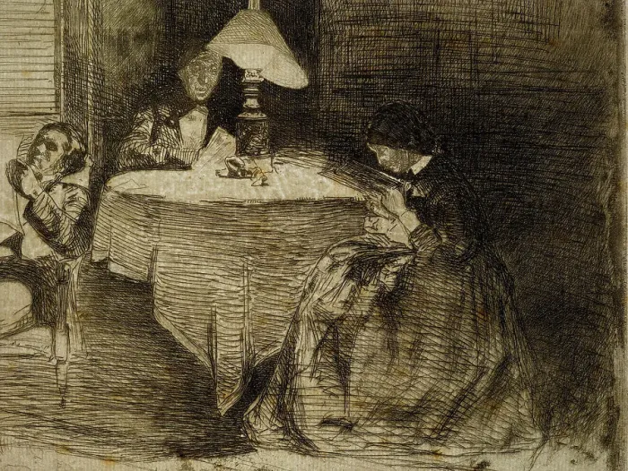 Framed Print : The music room, 1858. Creator: James Abbott McNeill Whistler Framed Print : The music room, 1858. Creator: James Abbott McNeill Whistler