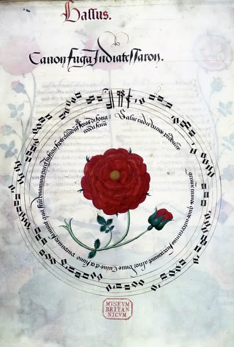 Framed Print : Musical canon with Tudor rose, c1509-c1547. Creator: Unknown Framed Print : Musical canon with Tudor rose, c1509-c1547. Creator: Unknown