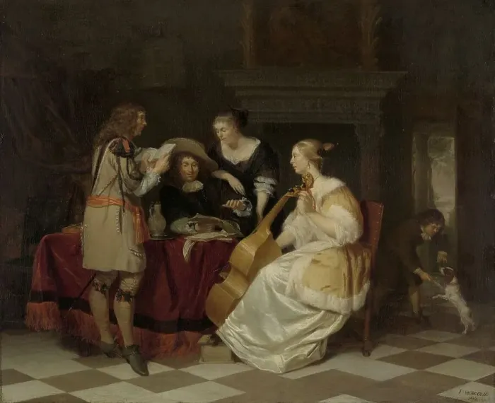 Framed Print : A Musical Company, 1673. Creator: Jan Verkolje