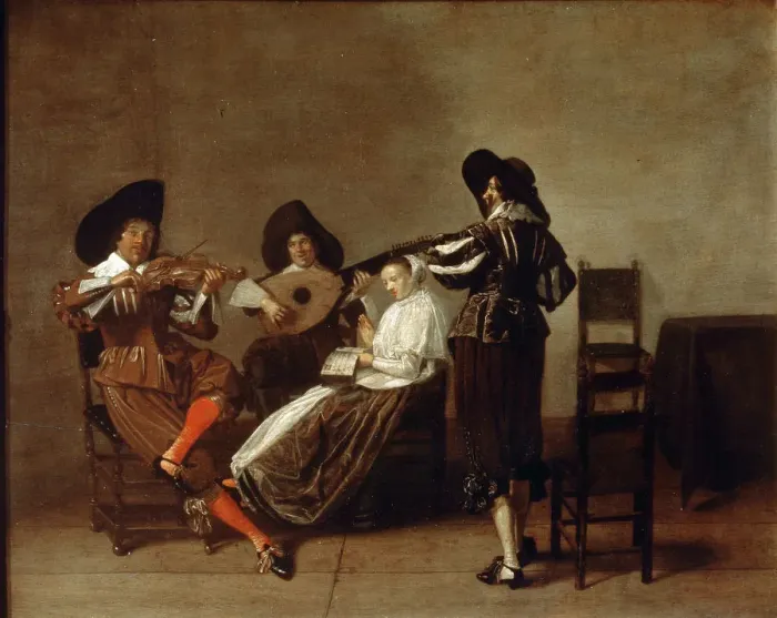 Framed Print : Musical Evening, early 17th century. Artist: Master of Haarlem Framed Print : Musical Evening, early 17th century. Artist: Master of Haarlem