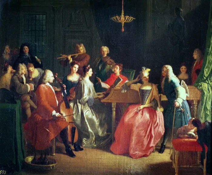 Framed Print : Musical Evening, oil on canvas by Miguel Angel Houasse Framed Print : Musical Evening, oil on canvas by Miguel Angel Houasse
