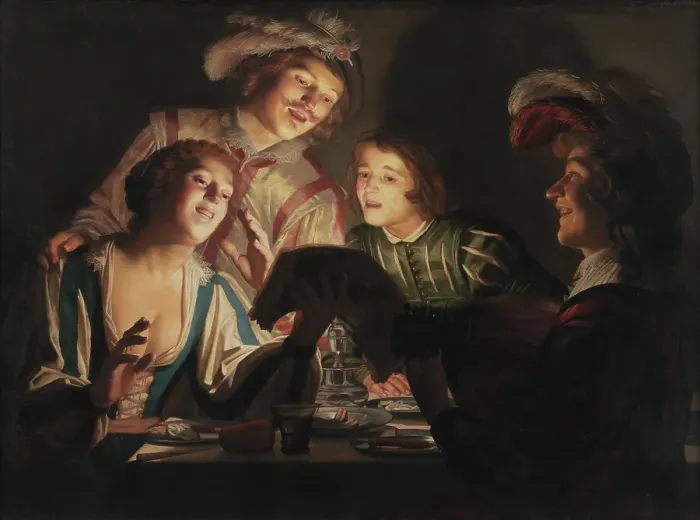 Framed Print : Musical Group by Candlelight, 1623. Creator: Gerrit van Honthorst Framed Print : Musical Group by Candlelight, 1623. Creator: Gerrit van Honthorst