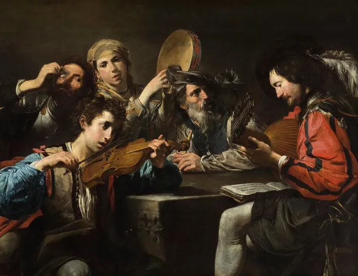 Framed Print : A Musical Party (image 2 of 2), c1626. Creator: Valentin de Boulogne