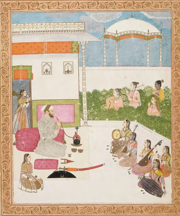 Framed Print : Musical Performance (Recto); Page of Calligraphy (Verso), c1750. Creator: Unknown Framed Print : Musical Performance (Recto); Page of Calligraphy (Verso), c1750. Creator: Unknown