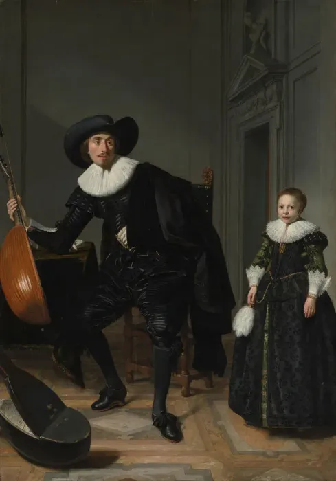 Framed Print : A Musician and His Daughter, 1629. Creator: Thomas de Keyser Framed Print : A Musician and His Daughter, 1629. Creator: Thomas de Keyser