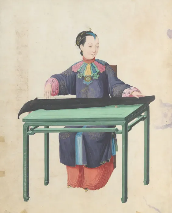 Framed Print : Musician playing Guqin (?? ), late 18th century. Creator: Unknown Framed Print : Musician playing Guqin (?? ), late 18th century. Creator: Unknown