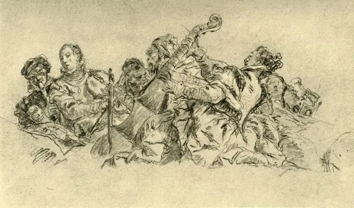 Framed Print : Musicians, 1752, (1928). Artist: Giovanni Battista Tiepolo Framed Print : Musicians, 1752, (1928). Artist: Giovanni Battista Tiepolo