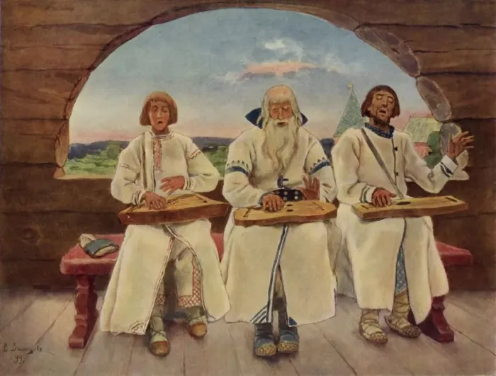 Framed Print : The Musicians, 1899, (1965). Creator: Viktor Mihajlovic Vasnecov Framed Print : The Musicians, 1899, (1965). Creator: Viktor Mihajlovic Vasnecov
