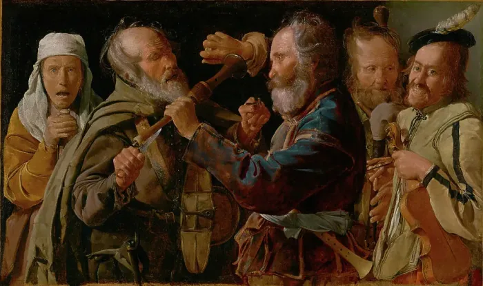 Framed Print : The Musicians Brawl, about 1625-1630. Creator: Georges de la Tour Framed Print : The Musicians Brawl, about 1625-1630. Creator: Georges de la Tour